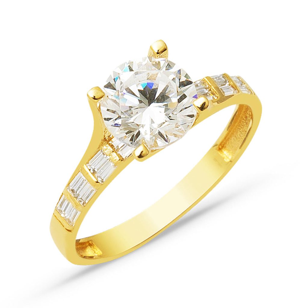 Özel Design 14 Karat Solitaire Gold Ring