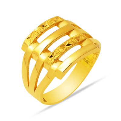 Dört Row Kaburga 22K Gold Ring