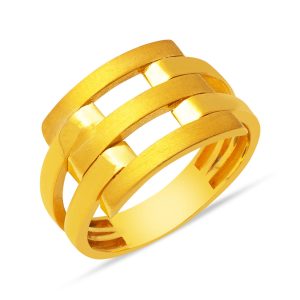 22 Carats Üç Rangs Kaburga Or Bague