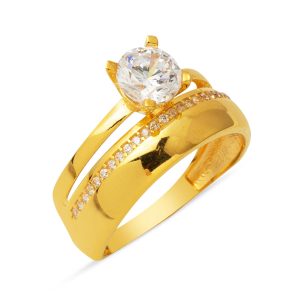 with Wedding Band 22 Karat Solitaire Gold Ring