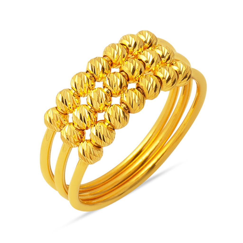 3 Rangs Boules 22 Carats Or Bague