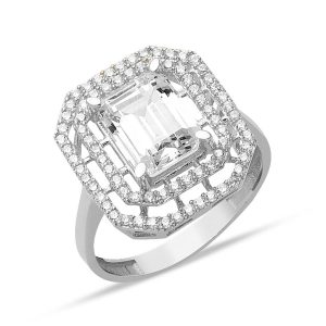 14 Karat White Gold Baguette Ring