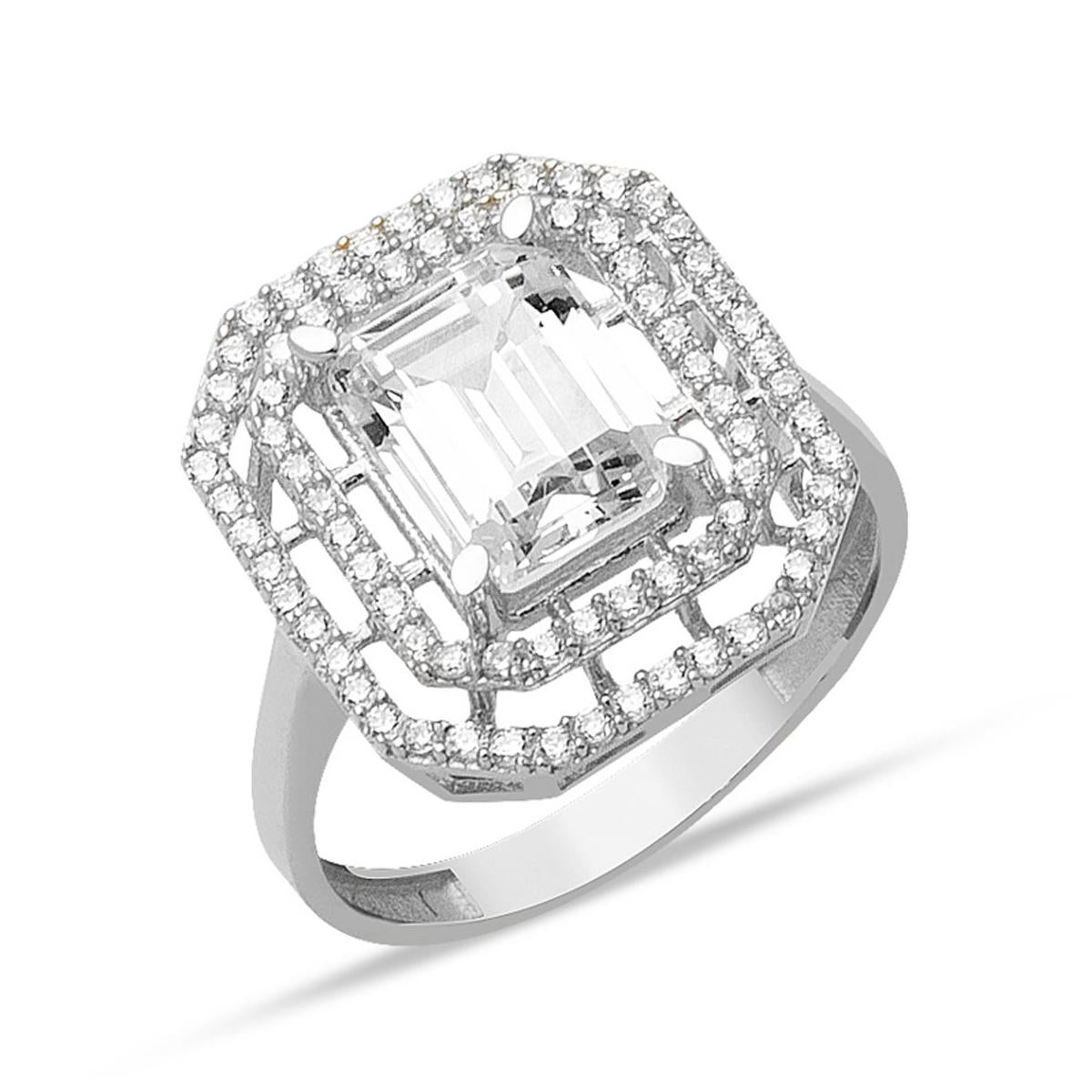 14 Carats Blanc Or Baguette Bague