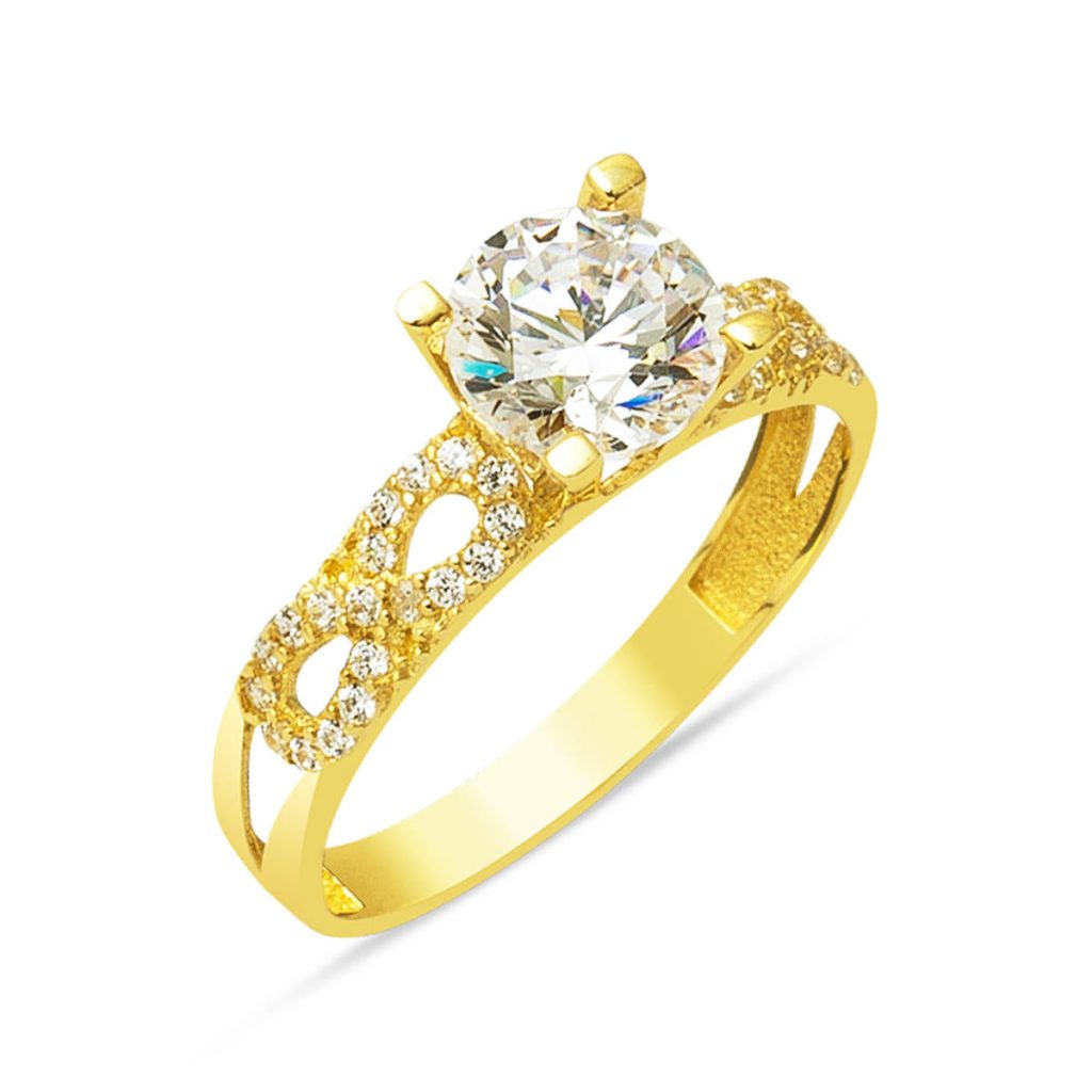Infini Solitaire 14 Carats Or Bague
