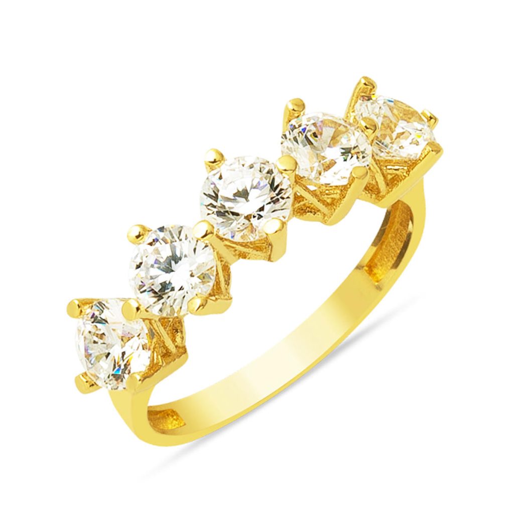 5 Pierre 14 Carats Or Bague
