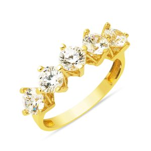 5 Taş 14 Karat Gold Ring