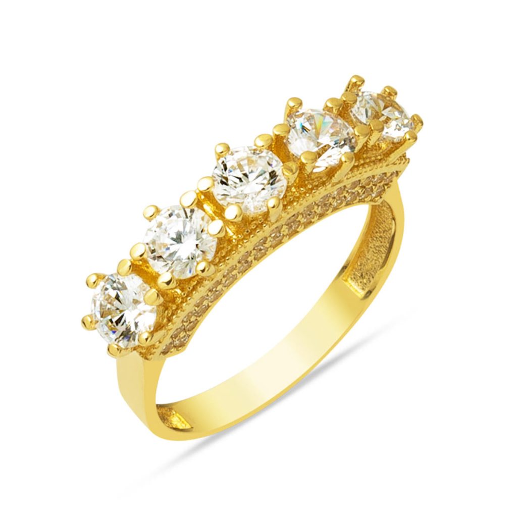 Yellow Gold 14 Karat 5 Taş Ring