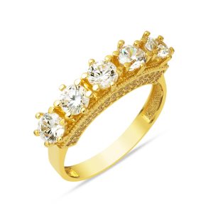 Yellow Gold 14 Karat 5 Taş Ring