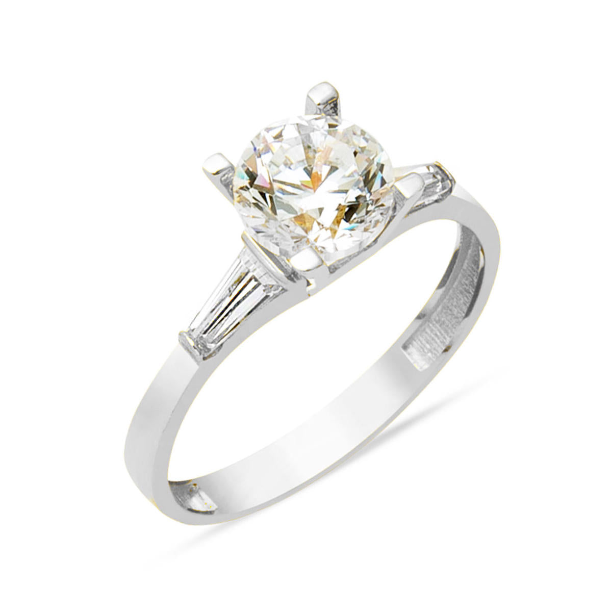 Baguette with Stones Solitaire 14 Karat Gold Ring