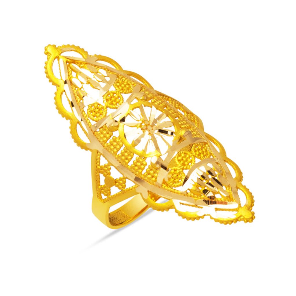 Hint Motifli Plain 14 Karat Gold Ring