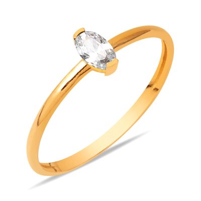 14 Carats Oval avec Pierres Rose Or Bague