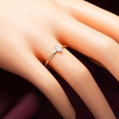 14 Carats Oval avec Pierres Rose Or Bague - 14K - 0.78g - EZ Gold