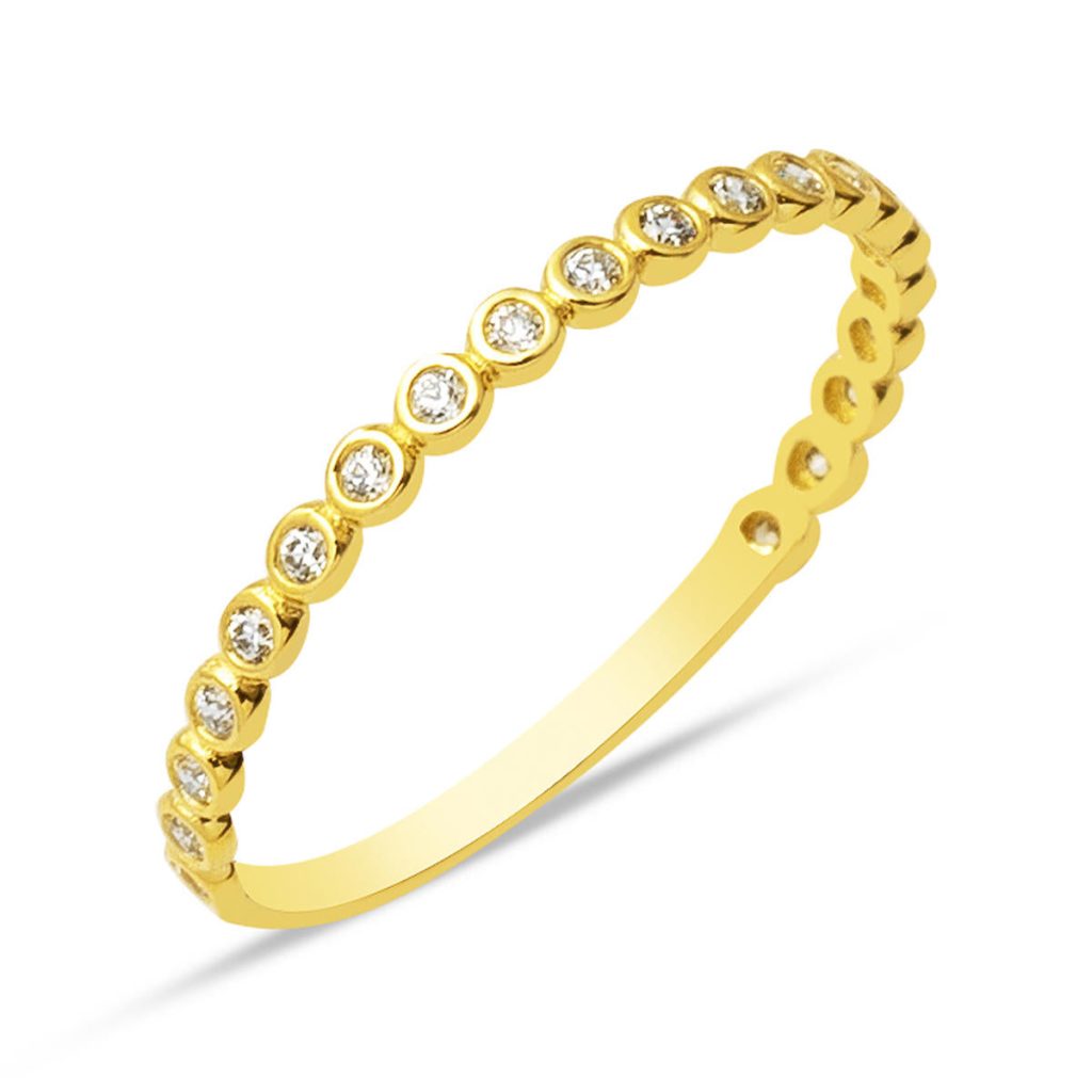 Demi-Tour avec Pierres 14 Carats Or Bague