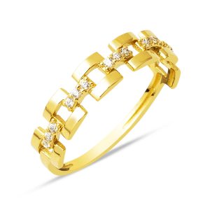 14 Karat Chain Motifli with Stones Gold Ring