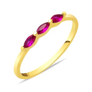 Tria Violet avec Pierres 14 Carats Or Bague