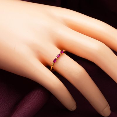 Tria Mor Taşlı 14 Ayar Altın Yüzük - 14K - 1.15g - EZ Gold