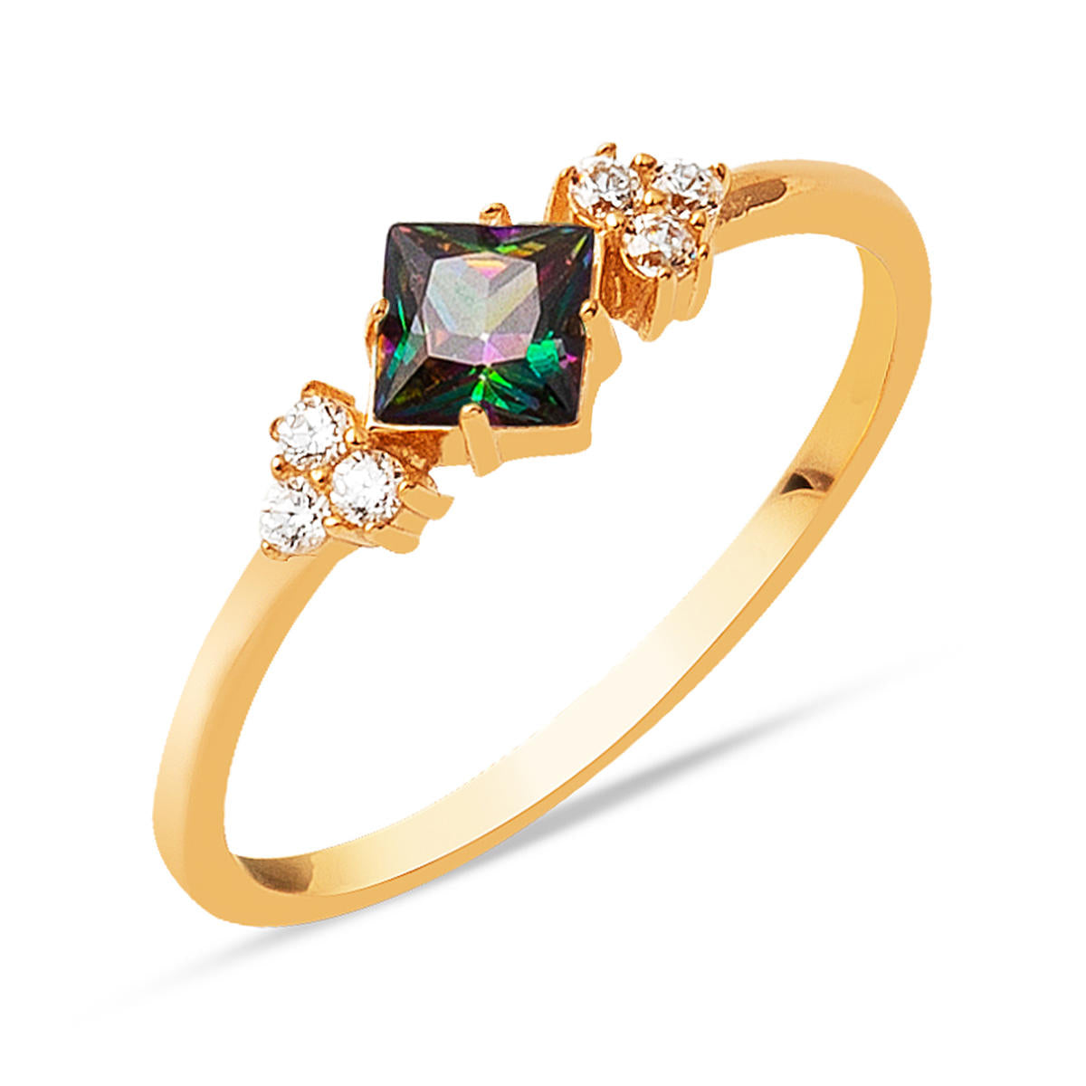 Obsidyen with Stones 14 Karat Rose Gold Ring