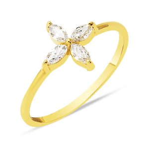 Lotus Çiçeği 14 Carats Or Bague