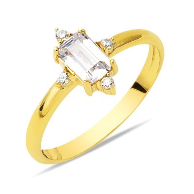 14 Carats Baguette avec Pierres Trend Or Bague
