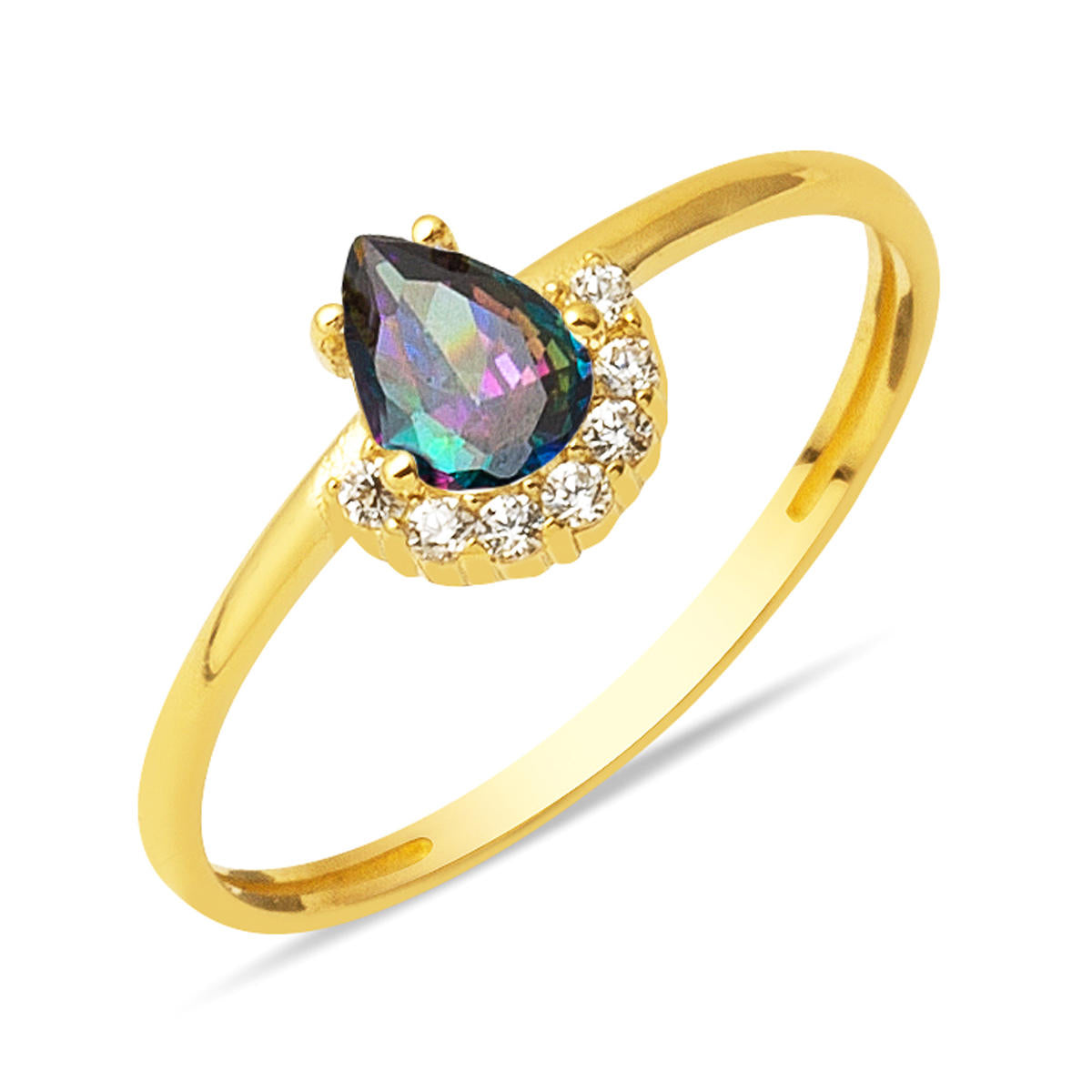 Obsidyen Drop Designed 14 Karat Gold Ring