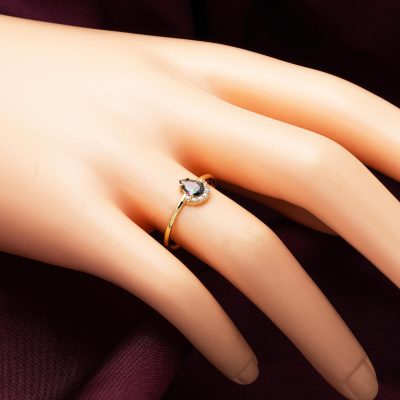 Obsidyen Damla Tasarımlı 14 Ayar Altın Yüzük - 14K - 1.08g - EZ Gold