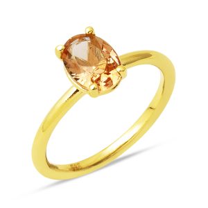 14 Carats Sitrin Ovale avec Pierres Or Bague