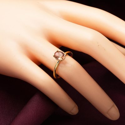 14 Ayar Sitrin Oval Taşlı Altın Yüzük - 14K - 2.35g - EZ Gold