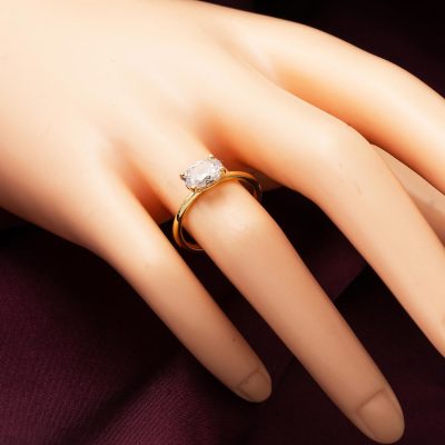 14 Ayar Oval Taşlı Trend Altın Yüzük - 14K - 2.41g - EZ Gold