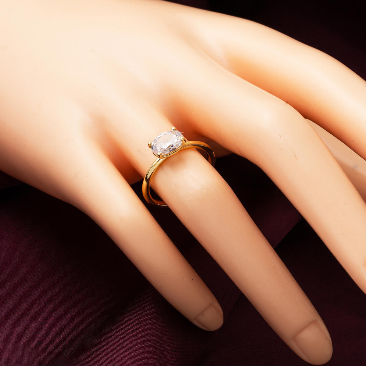 14 Ayar Oval Taşlı Trend Altın Yüzük - Görsel 2