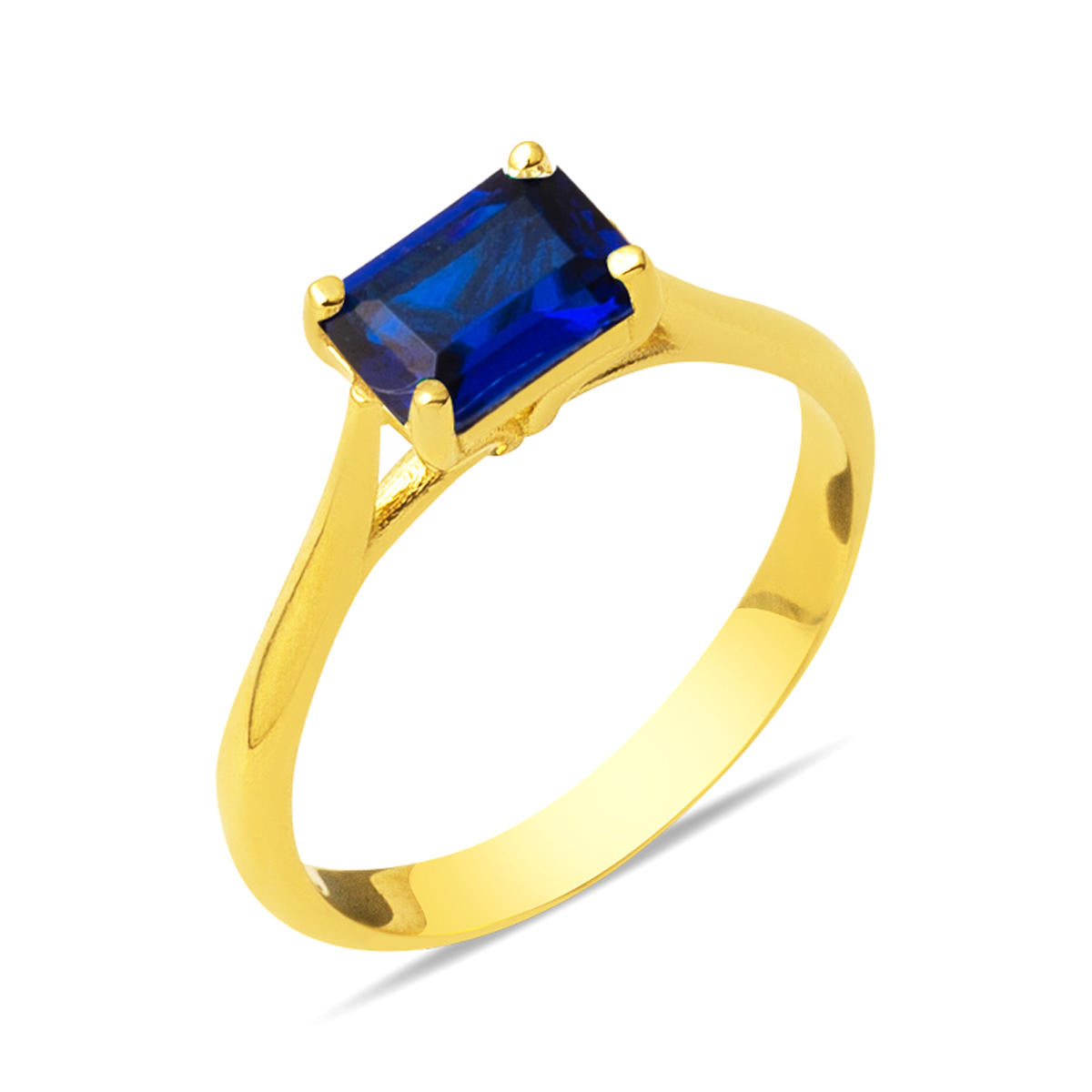14 Carats Lacivert Baguette avec Pierres Or Bague