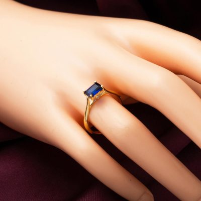 14K Lacivert Baguette with Stones Gold Ring - 14K - 2.28g - EZ Gold