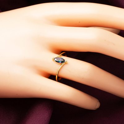 Markiz Obsidyen Taşlı 14 Ayar Altın Yüzük - 14K - 1.69g - EZ Gold