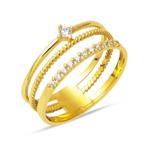 Tria avec Pierres Kemer 14 Carats Or Bague
