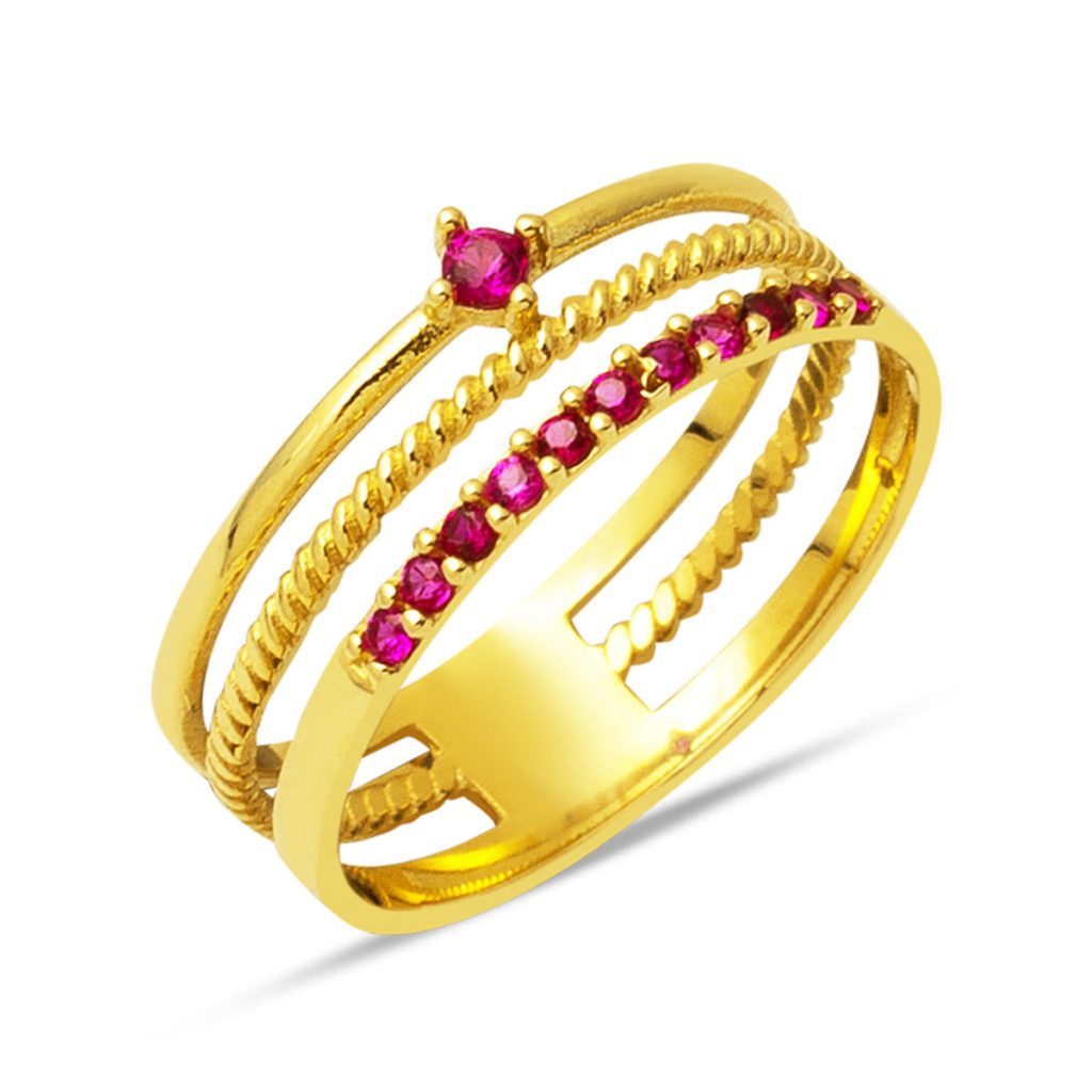 Tria Red Kemer 14 Karat Gold Ring