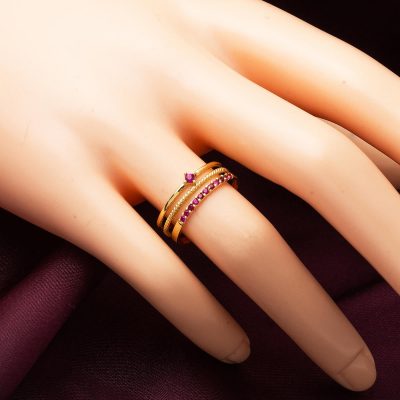Tria Kırmızı Kemer 14 Ayar Altın Yüzük - 14K - 2g - EZ Gold