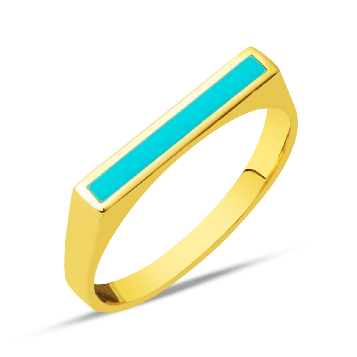 Jaune Or 14 Carats Émaillé Bague