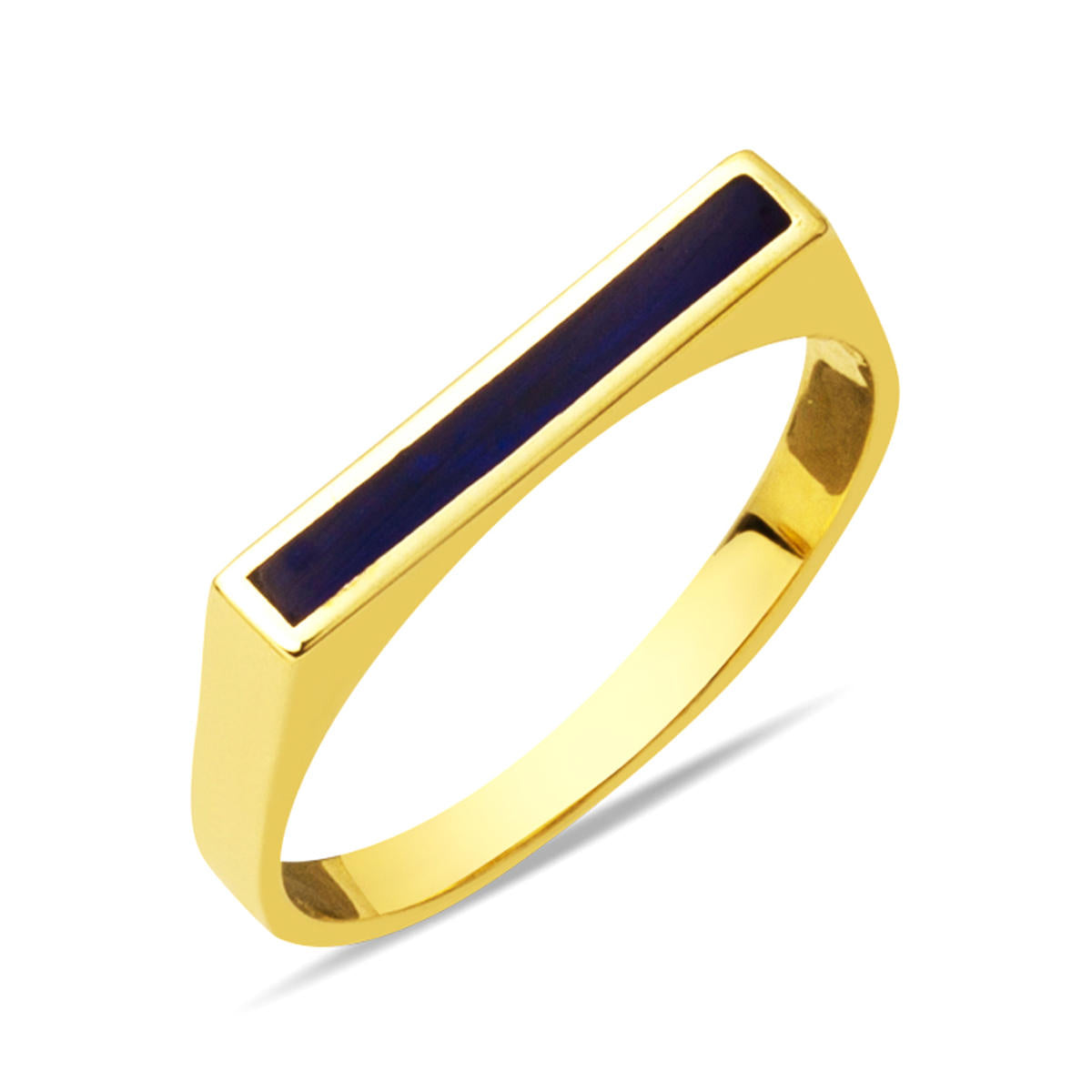 Lacivert Enamel 14 Karat Gold Ring