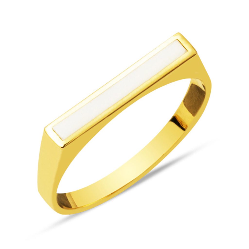14 Carats Émaillé Design Or Bague