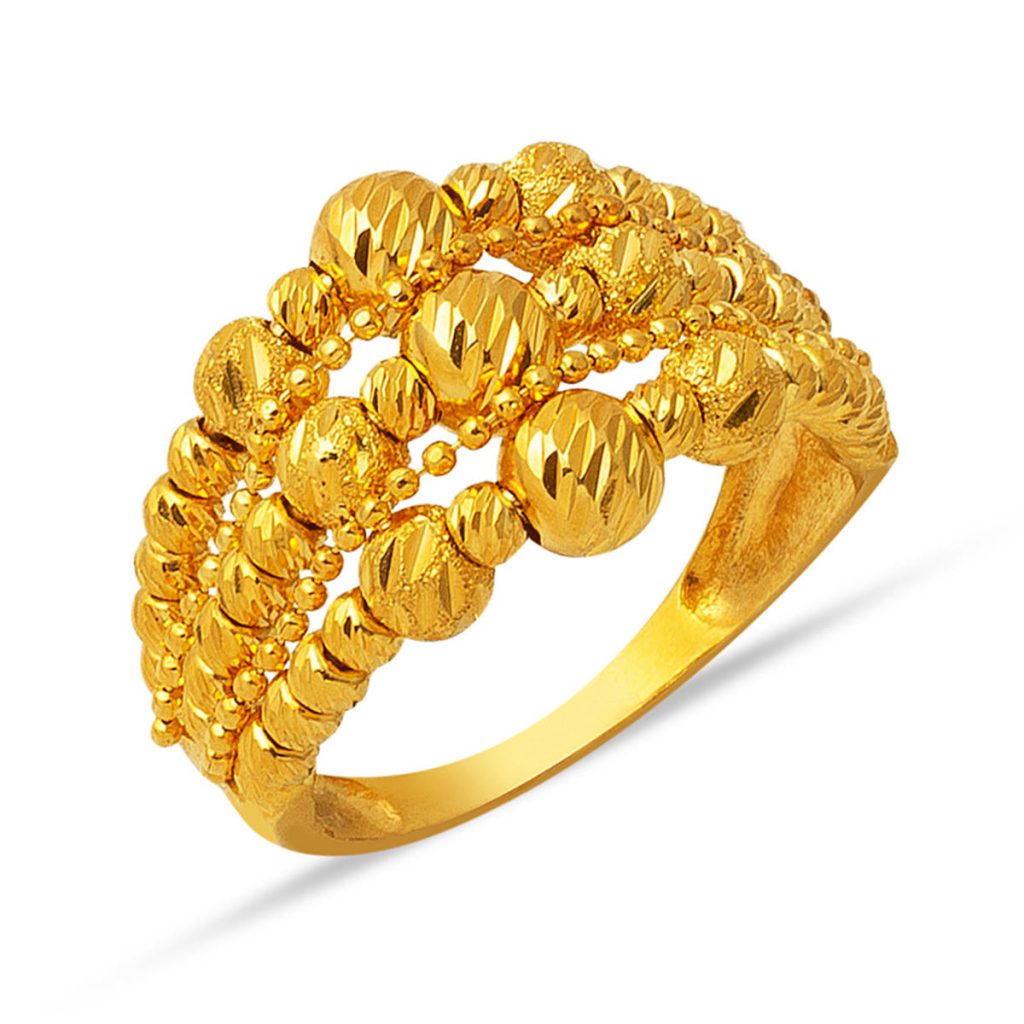 22 Karat Ball Beaded Kaburga Gold Ring