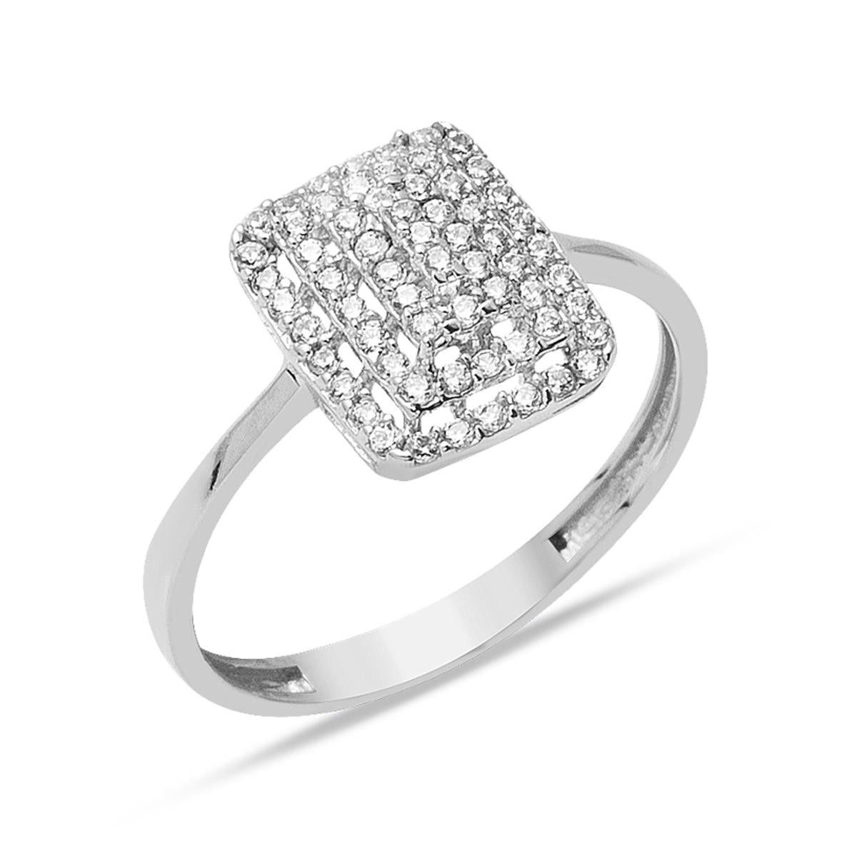 14 Carats Blanc Or Solitairelı Baguette Bague