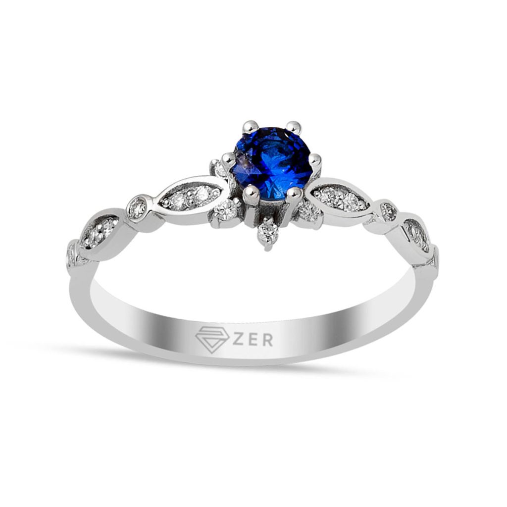 0,40 Ct. Saphir avec Diamant Bague