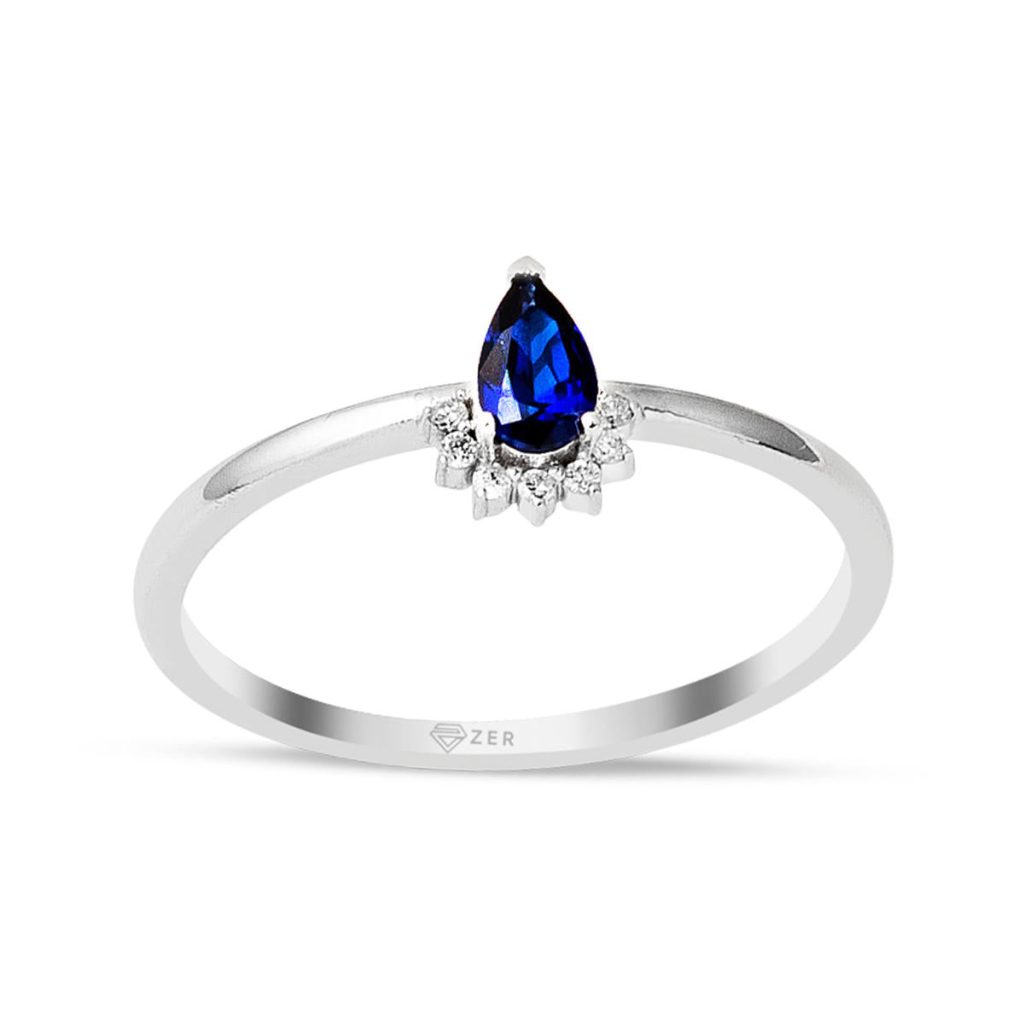 0,25 Ct. Saphir avec Diamant Bague