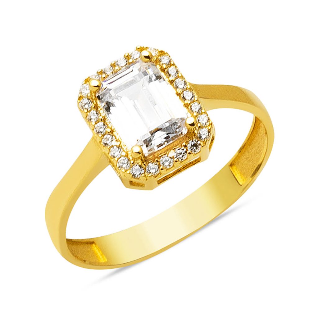14 Karat Gold Baguette with Stones Ring