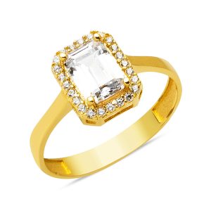 14 Carats Or Baguette avec Pierres Bague