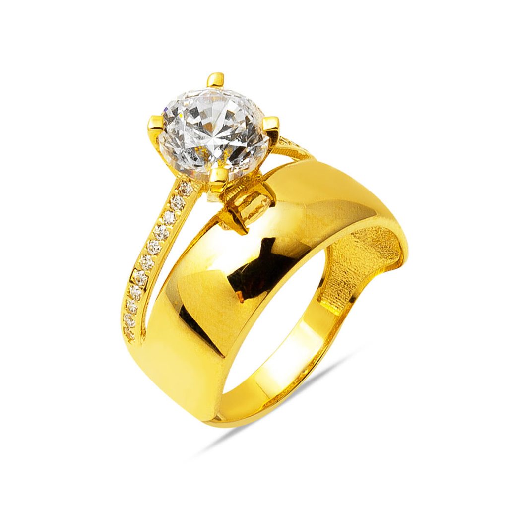 14 Karat Gold Solitaire with Wedding Band Ring
