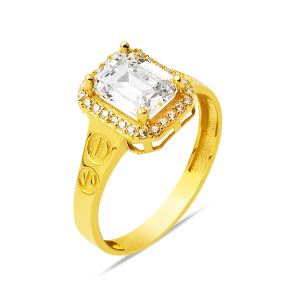 14 Carats Or avec Pierres Baguette Bague