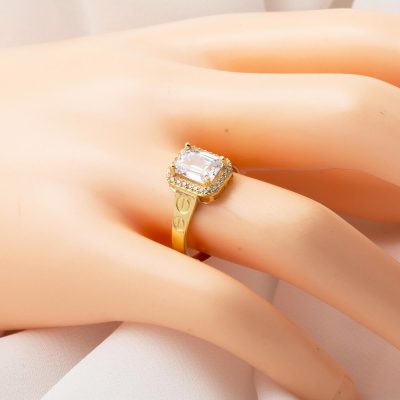 14 Ayar Altın Taşlı Baget Yüzük - 14K - 2.4g - EZ Gold
