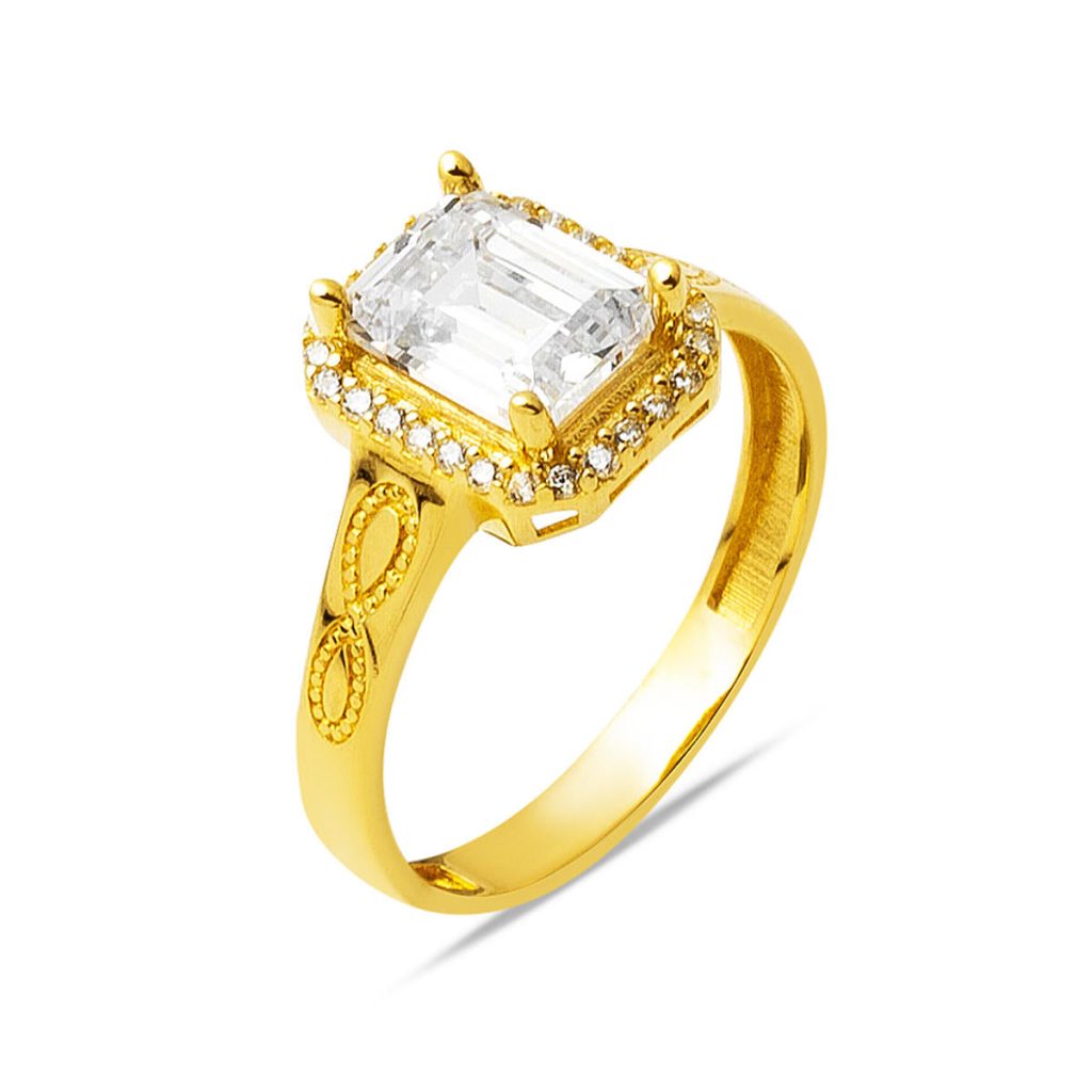 14 Karat Gold Baguette with Stones Ring