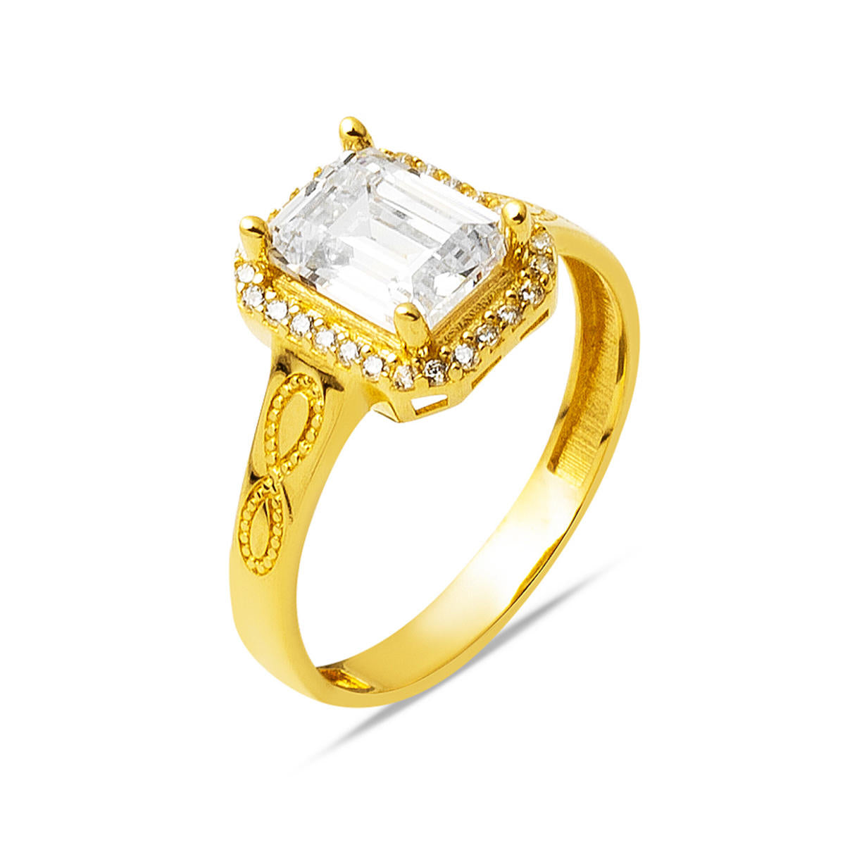 14 Carats Or Baguette avec Pierres Bague