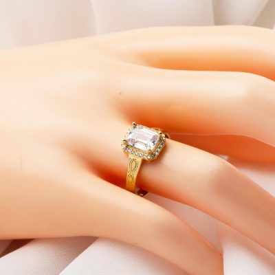 14 Ayar Altın Baget Taşlı Yüzük - 14K - 2.54g - EZ Gold